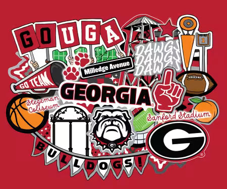 NCAA Georgia Doodle Panel (36inx 43in)