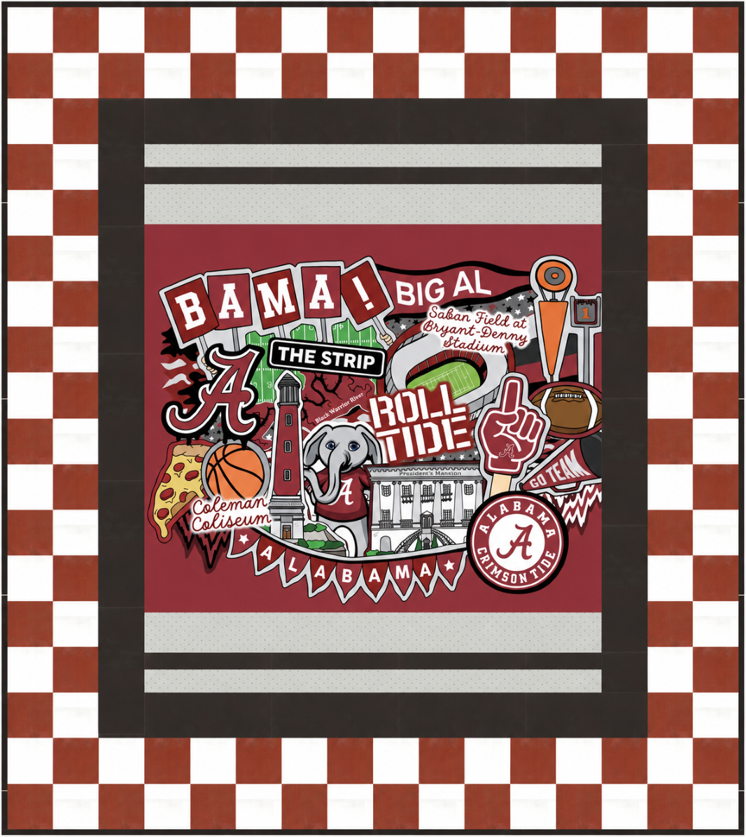 KIT- Four Fabrics and a Panel Quilt Kit | College & Team Spirit Quilt (Alabama)