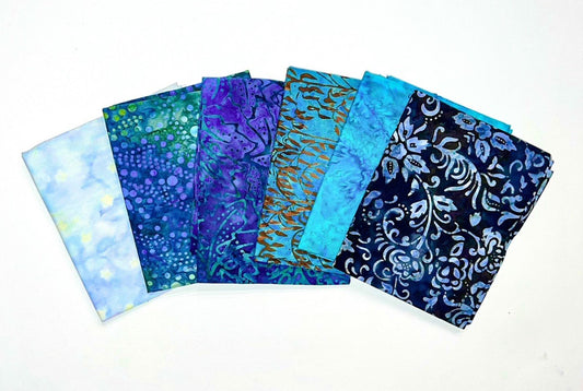 Quilter's 6-Pack- Blues and Teals Batiks