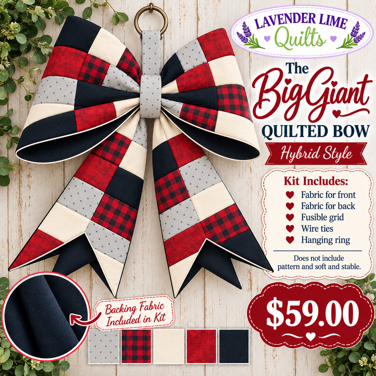 Big Giant Quilted Bow Kit - Friday Night Lights (Hybrid Style)
