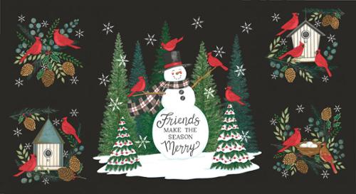 Panel- Winter Friends Charcoal Black 56139 18 Moda