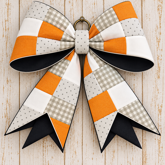 The Big Giant Quilted Bow Kit – Orange & Gray Gingham (Hybrid Style)