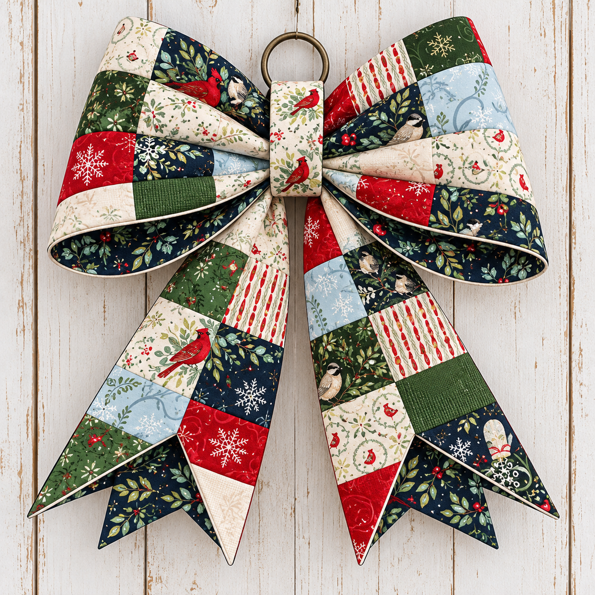 Big Giant Quilted Bow Kit – Winter Cardinals (Hybrid Style)