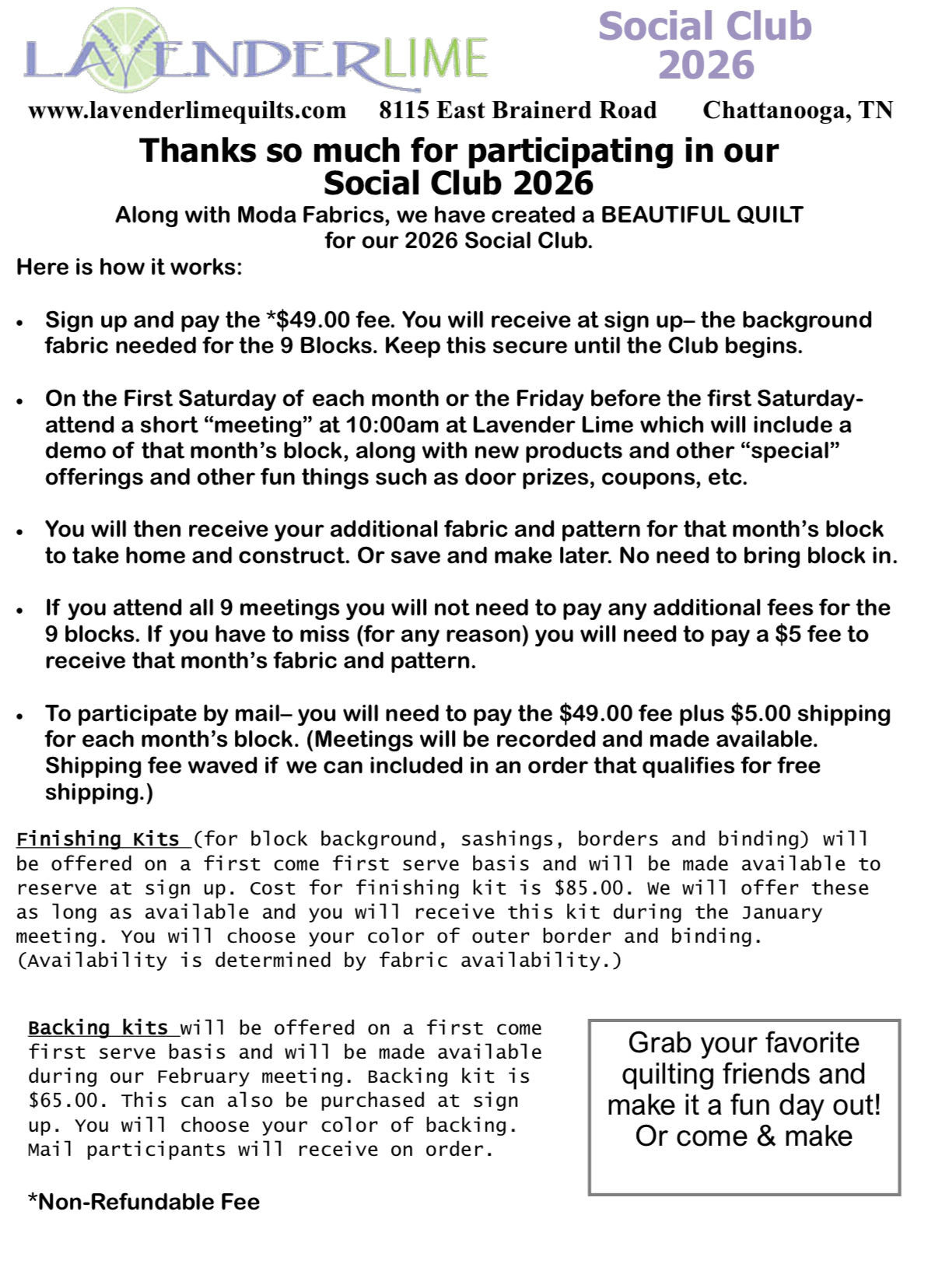 2026 Social Club Backing Kit
