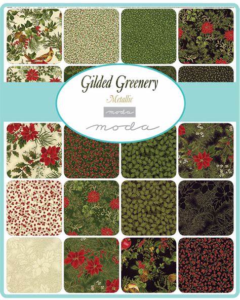 QB-Moda Fabrics-Gilded Greenery Metallic