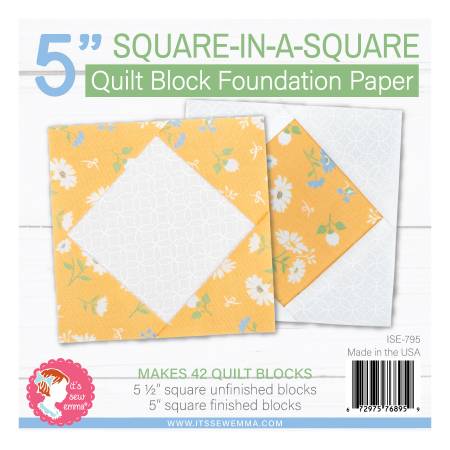 5in Square in a Square Quilt Block Foundation Paper