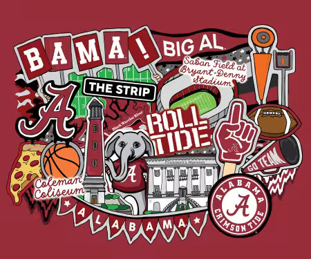 NCAA Alabama Doodle Panel (36inx 43in)