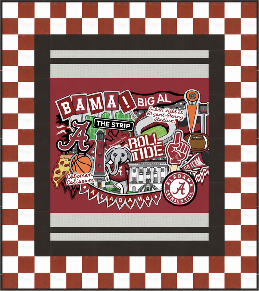 KIT- Four Fabrics and a Panel Quilt Kit | College & Team Spirit Quilt (Alabama)