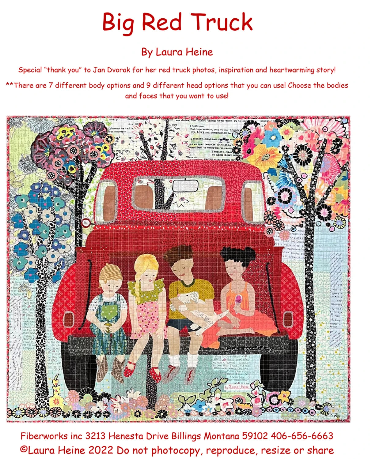 Big Red Truck Collage Pattern by Laura Heine