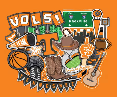 NCAA Tennessee Doodle Panel (36inx 43in)