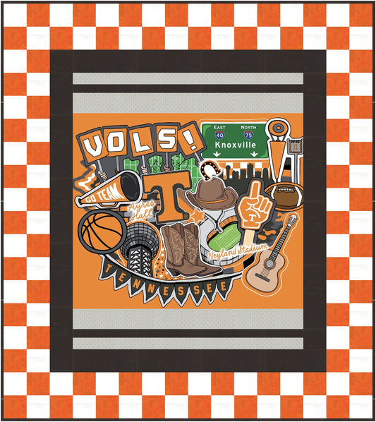 KIT- Four Fabrics and a Panel Quilt Kit | College & Team Spirit Quilt (Tennessee)
