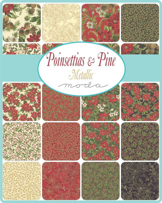 QB- Moda- Poinsettias & Pine Metallic